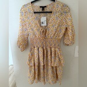 Forever 21 Orange Peplum Puff Sleeve Sundress